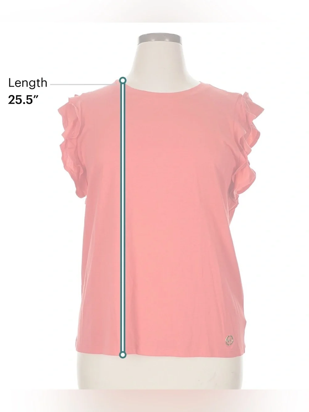Michael Kors Coral Short Sleeve Ruffle Tee Size XL